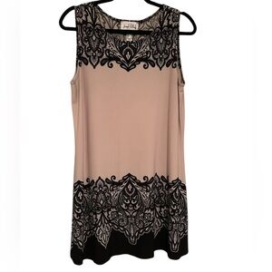 Joseph Ribkoff Black and Taupe Lace Print Dress Size 12